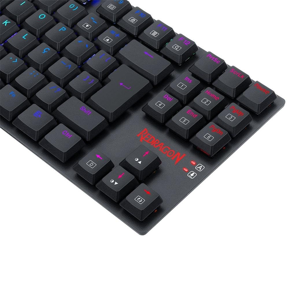 Teclado Mecânico Gamer Redragon APS, RGB, Switch Redragon Brown, ABNT2, Preto - Low Profile - K607 RGB (PT-BROWN)