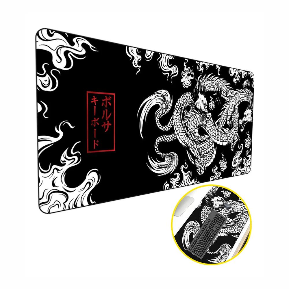 Mouse Pad Gamer Speed Criarte Dragão Chinês Japonês, Desk Pad Profissional Premium, Com Borda Costurada 60x30