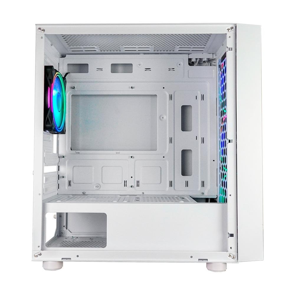 Gabinete Gamer ONE POWER Fractal, Mid Tower, M-ATX, Lateral em Vidro Temperado, Branco - CC-201W