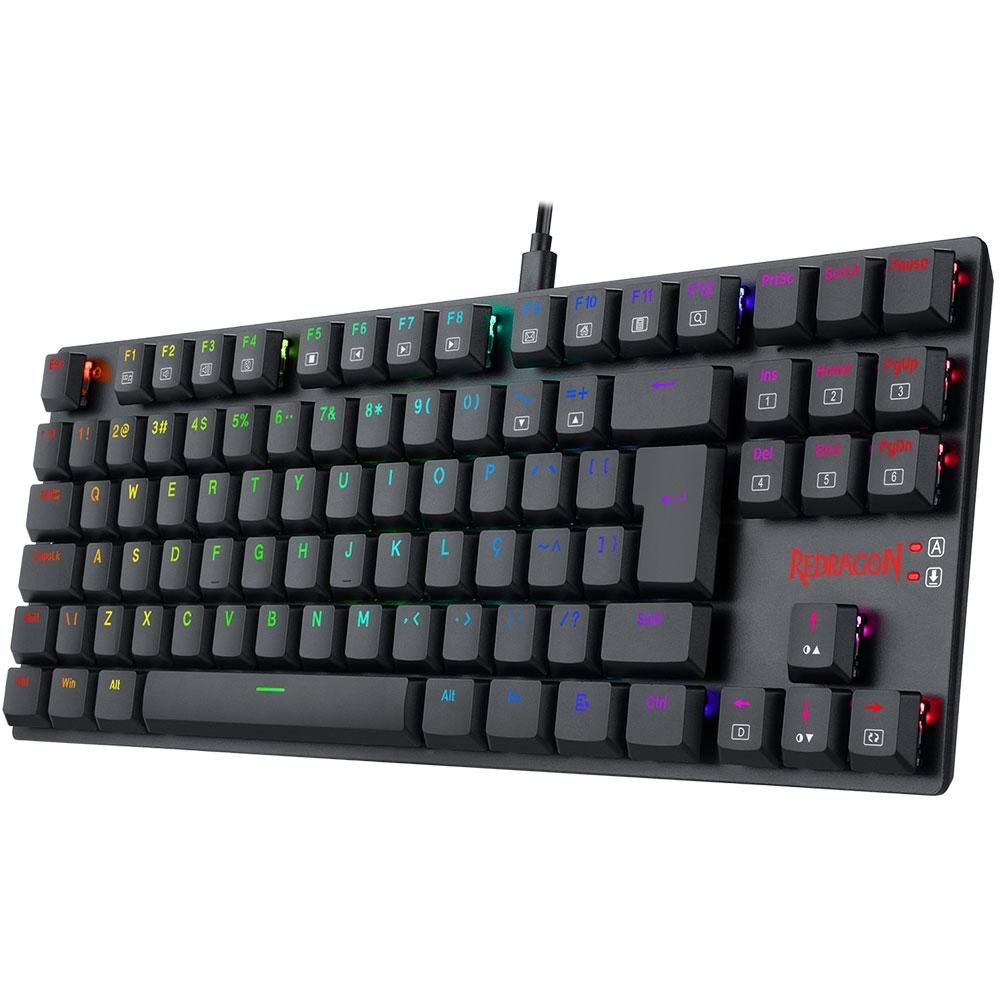 Teclado Mecânico Gamer Redragon APS, RGB, Switch Redragon Brown, ABNT2, Preto - Low Profile - K607 RGB (PT-BROWN)