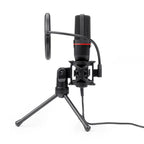 Microfone Gamer Redragon Seyfert Profissional Podcast, P2, Com Tripé E Pop Filter - GM100