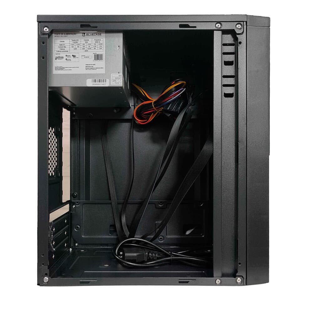 Gabinete Bluecase BG-2001, Mid tower, Com fonte 200W, 2 USB Frontal, Micro ATX e Mini ITX, com Fonte, Preto - BG-2001BX