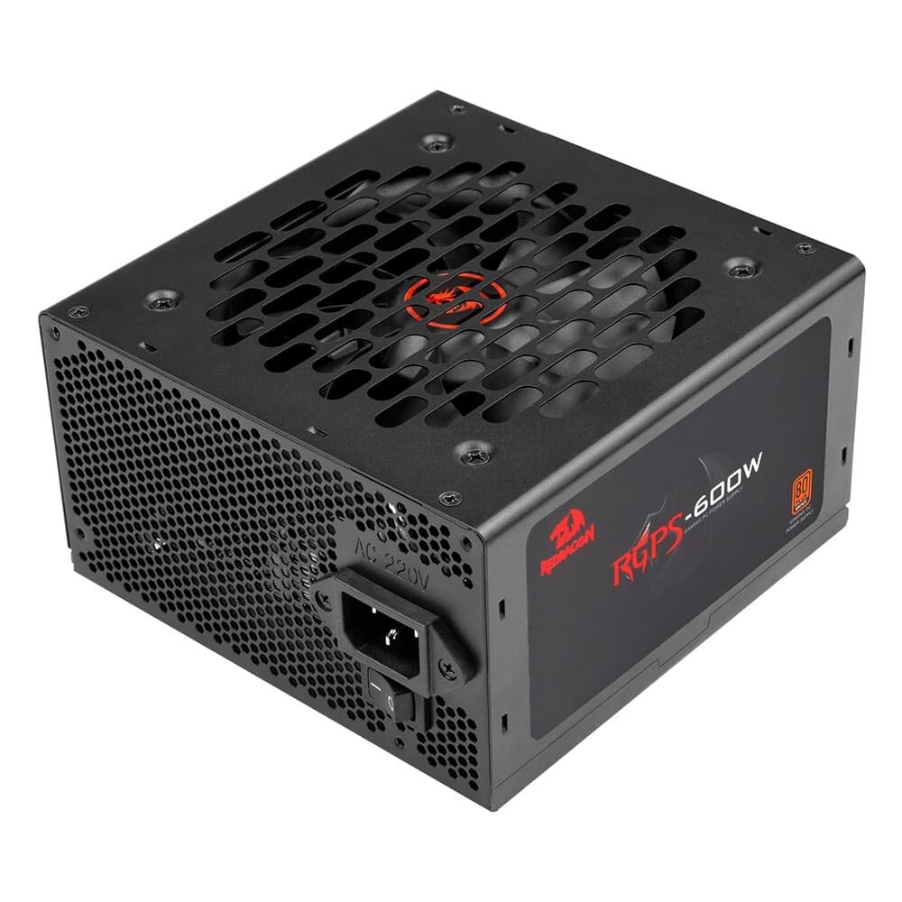 Fonte Gamer Redragon RGPS 600W, 80 Plus, Bronze, Preto - GC-PS024