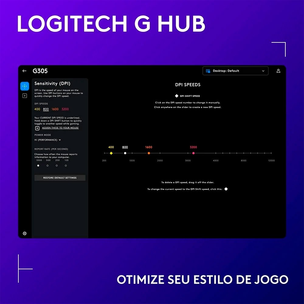 Mouse Gamer Sem Fio Logitech G305 Lightspeed, 12.000 DPI, 6 Botões Programáveis, Branco - 910-005290