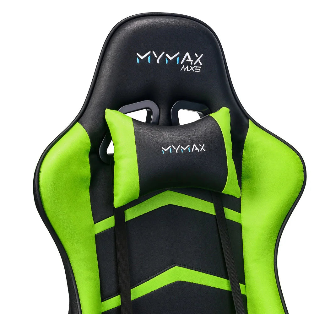 Cadeira Gamer Mymax Mx5, Peso Suportado até 150Kg, Giratória, Preto e verde