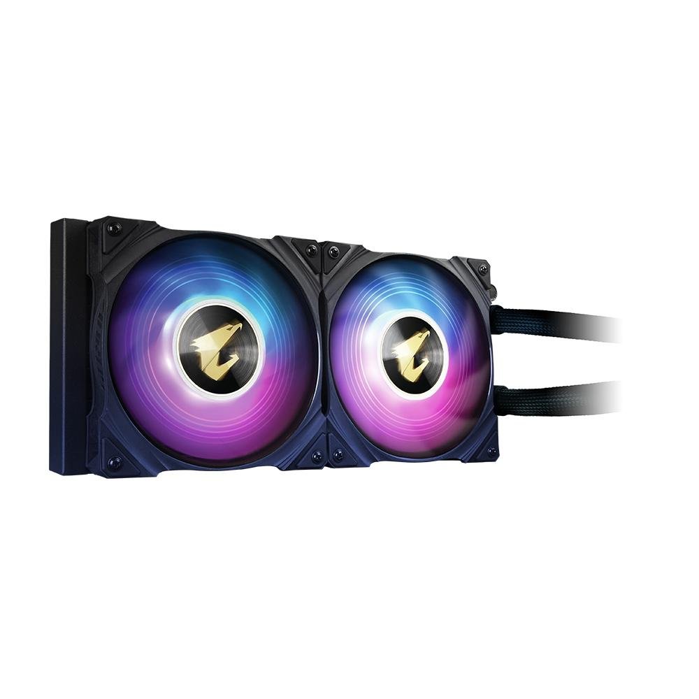 Water Cooler Gigabyte Aorus Liquid Cooler 240, RGB, 240mm (2x 120mm), AMD/Intel, Com Display LCD, Preto - GP-AORUS WATERFORCE X 240