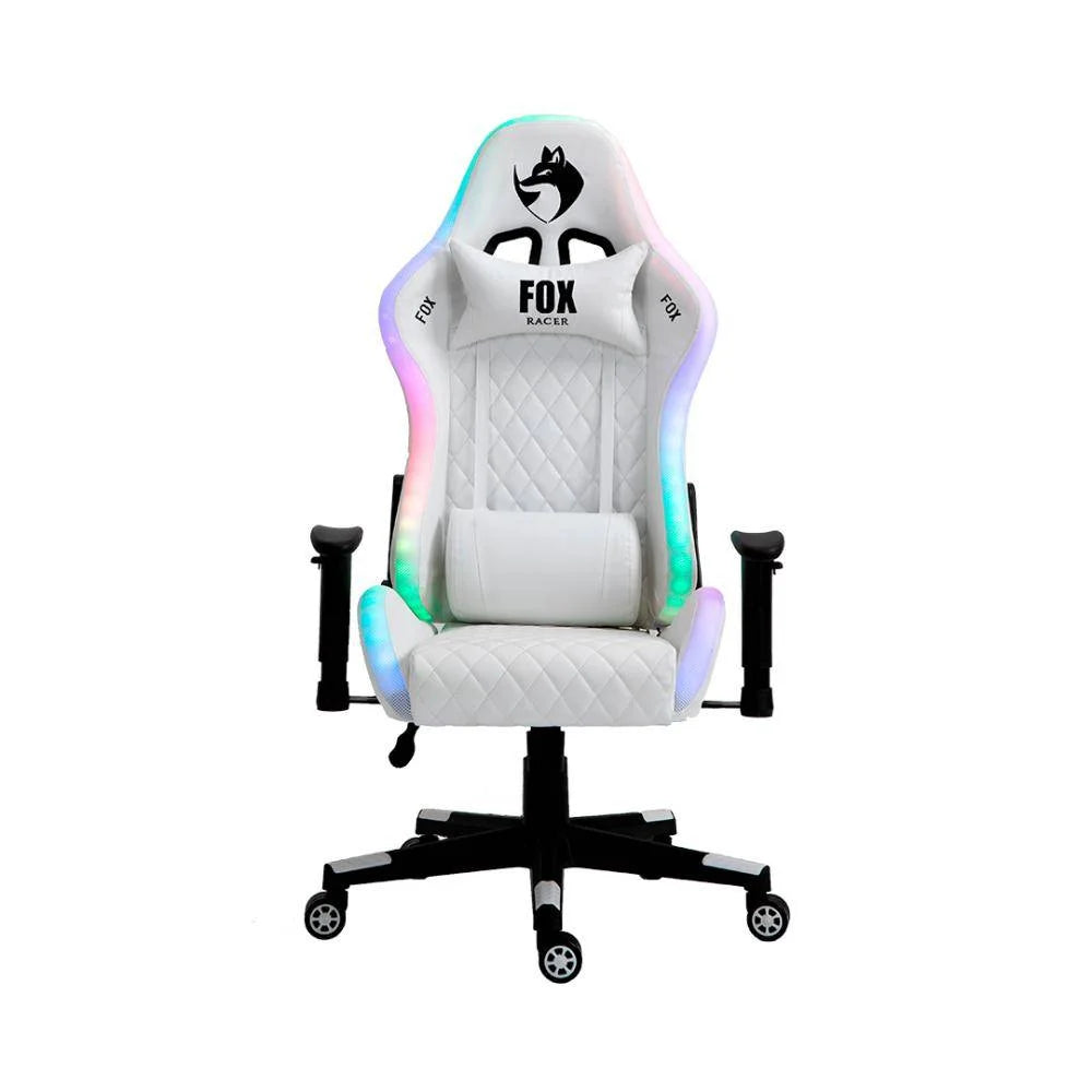 Cadeira Gamer Fox Racer, Peso Suportado até 130Kg, LED RGB, Branco