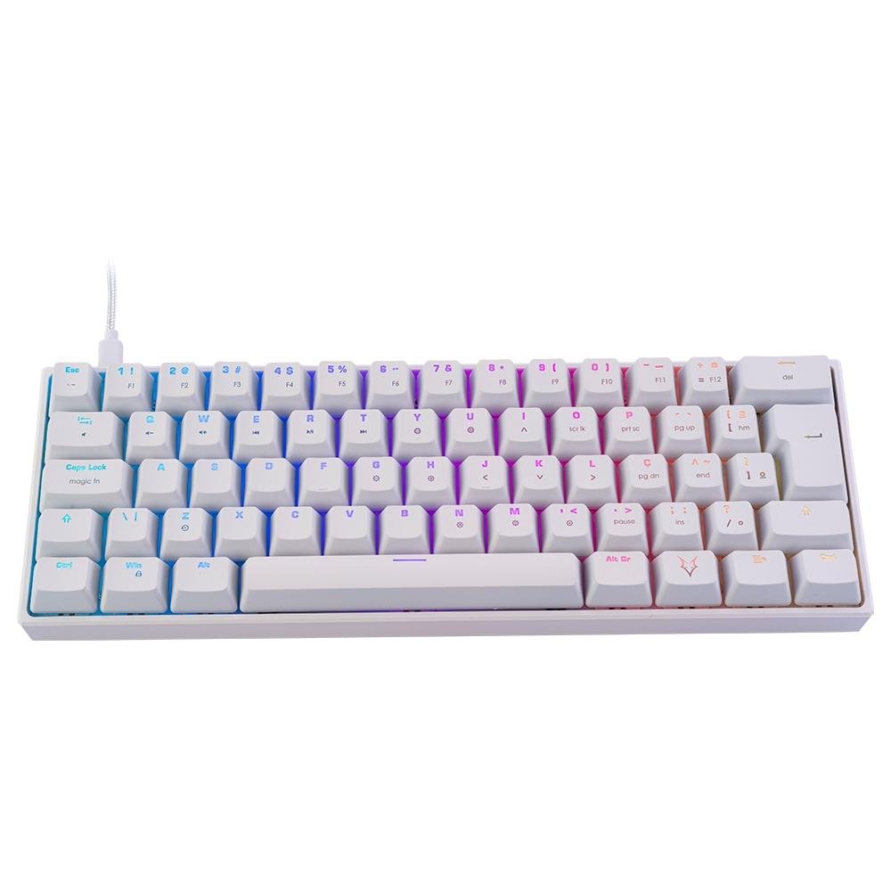 Teclado Mecânico Gamer Husky Blizzard, 60%, RGB, Switch Gateron Red, ABNT2, Branco -  HTG001BRVR
