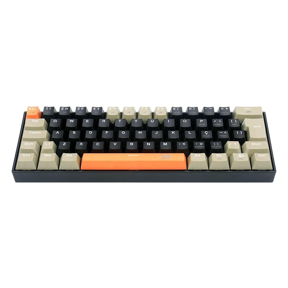 Teclado Gamer Redragon Lakshmi, Switch Brown,  Layout 60%, ABNT2, Preto - K606-OG&BK&GY (PT-BROWN)