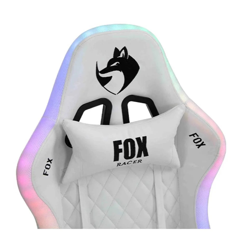 Cadeira Gamer Fox Racer, Peso Suportado até 130Kg, LED RGB, Branco