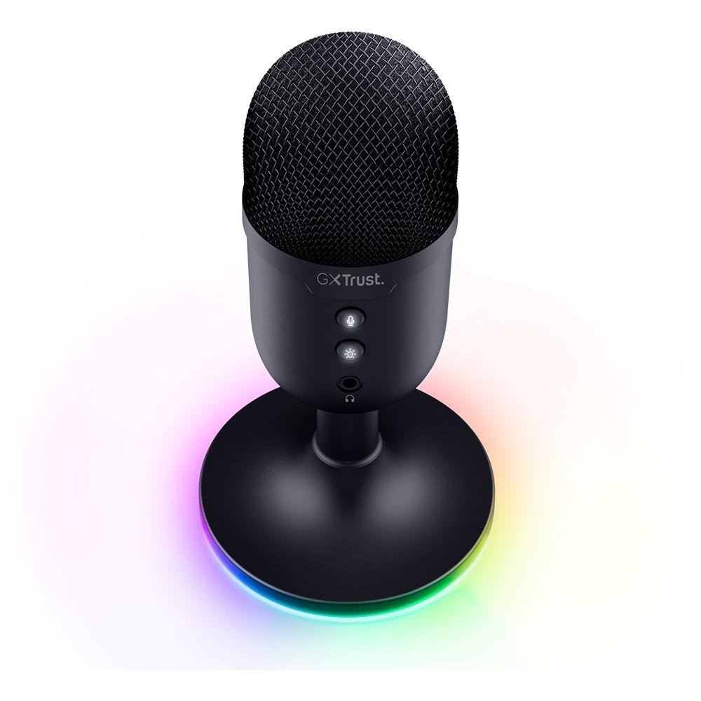 Microfone Gamer de Mesa Trust Yunix GXT 234, RGB, Compatível com PC, USB, Preto - 25372