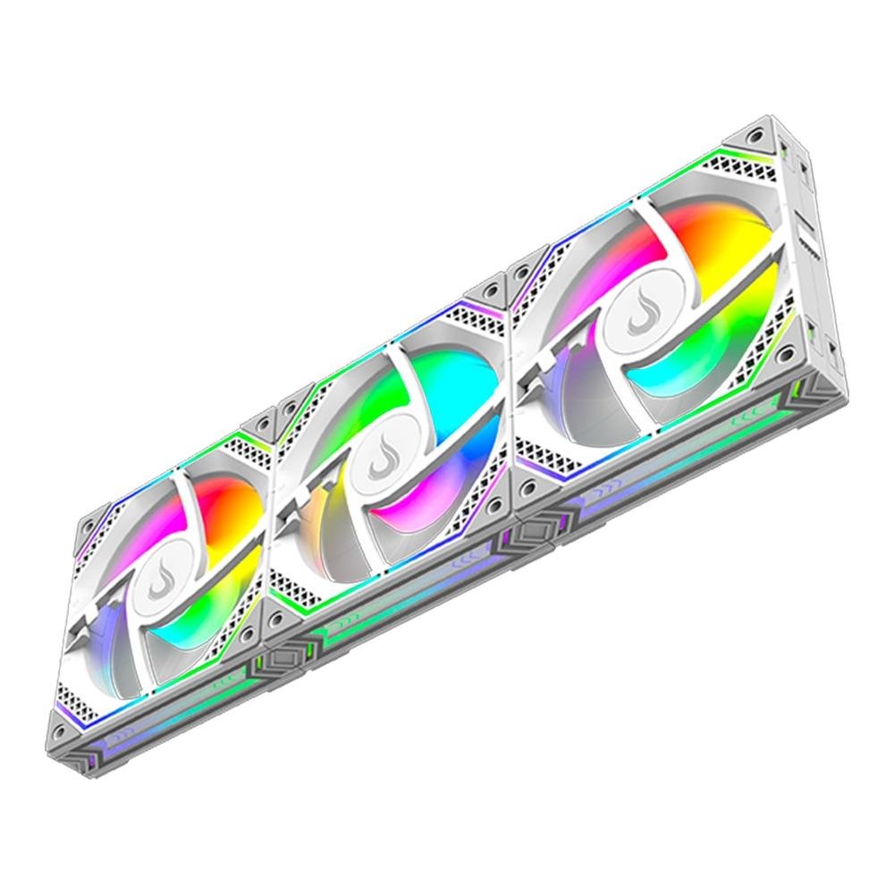 Kit Com 3 Ventoinhas Rise Mode Magneto, 120mm, ARGB, Branco - RM-MA-02-ARGB