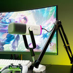 Microfone Dinâmico Gamer Fifine Ampligame, RGB, Cardióide, USB-C, Anti-Ruído, Para Streaming, Branco - AM8W