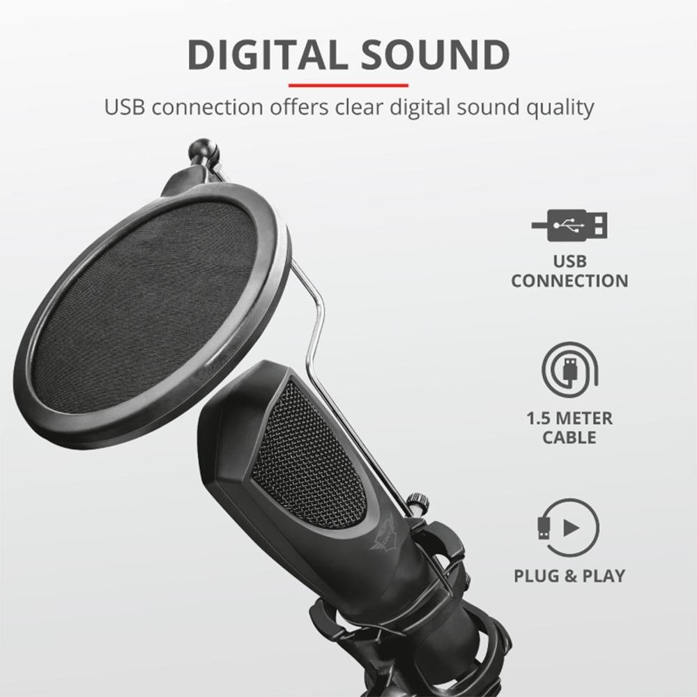 Microfone Gamer Trust SGXT 232 Mantis Streaming Podcast, USB - 22656