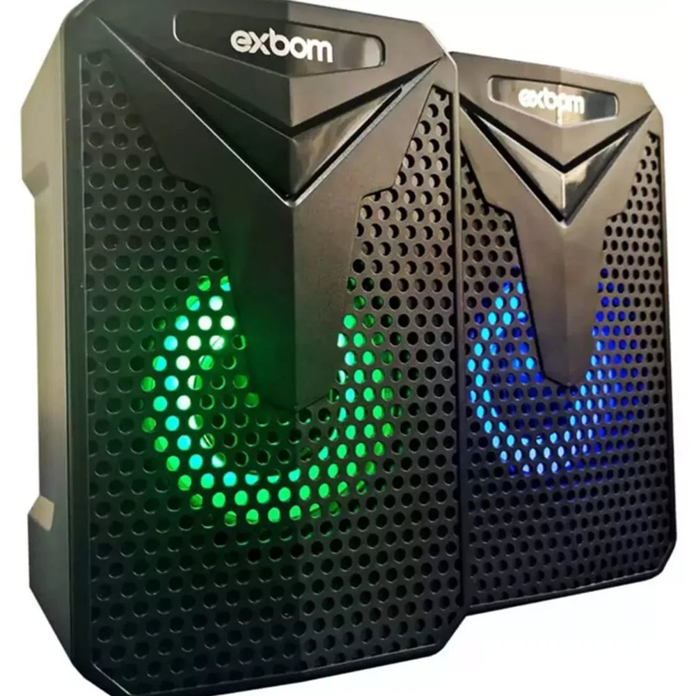 Caixa Som Exbom Cs-c54 2.0 Gamer 10w Led RGB Space Computador Notebook