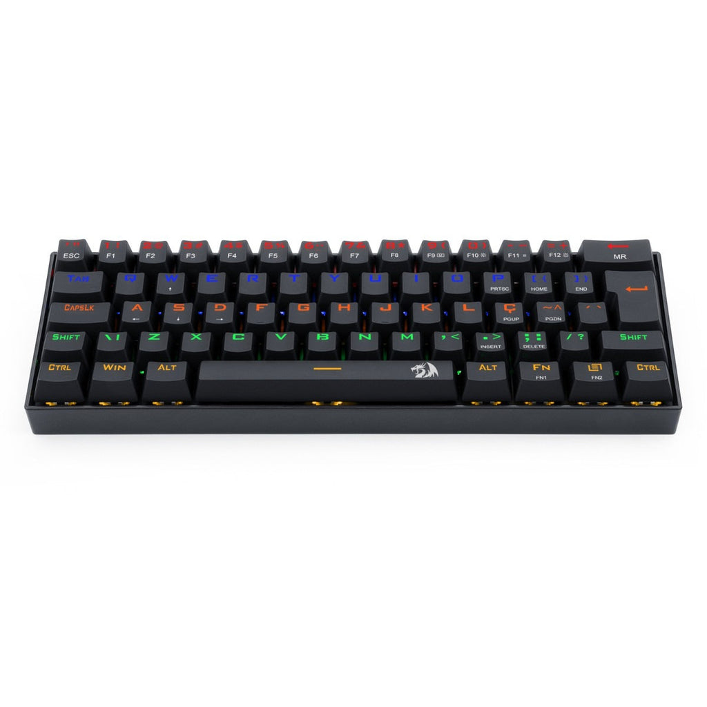 Teclado Gamer Mecânico Redragon Lakshmi, Rainbow, Switch Blue, ABNT2, 60%, Black, K606R