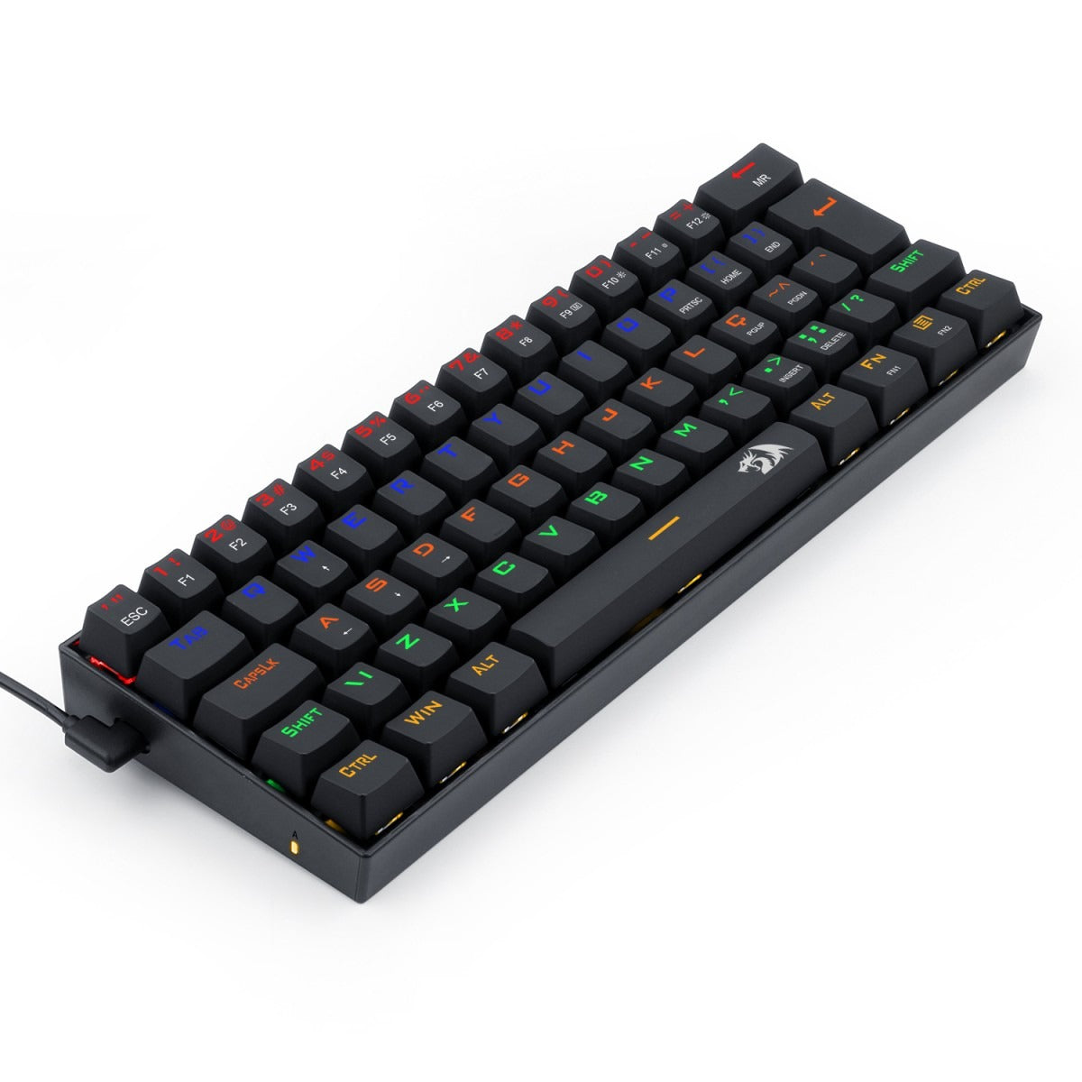 Teclado Gamer Mecânico Redragon Lakshmi, Rainbow, Switch Blue, ABNT2, 60%, Black, K606R