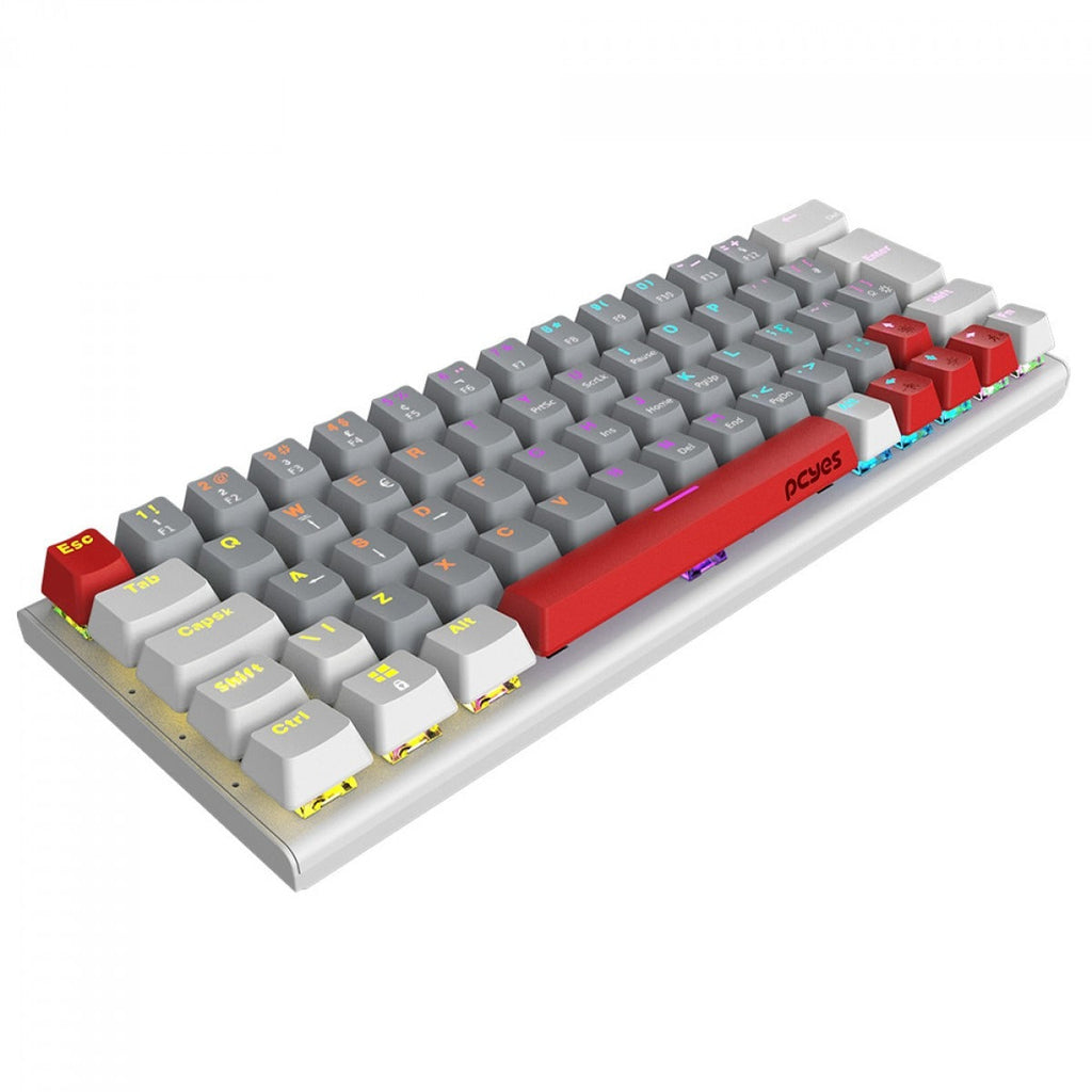 Teclado Mecânico Gamer PCYes Kuromori White Ghost, Rainbow, Switch Outemu Red, 60%, ABNT2, Branco, Cinza e Vermelho, PTKMWG60RD
