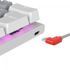 Teclado Mecânico Gamer PCYes Kuromori White Ghost, Rainbow, Switch Outemu Red, 60%, ABNT2, Branco, Cinza e Vermelho, PTKMWG60RD