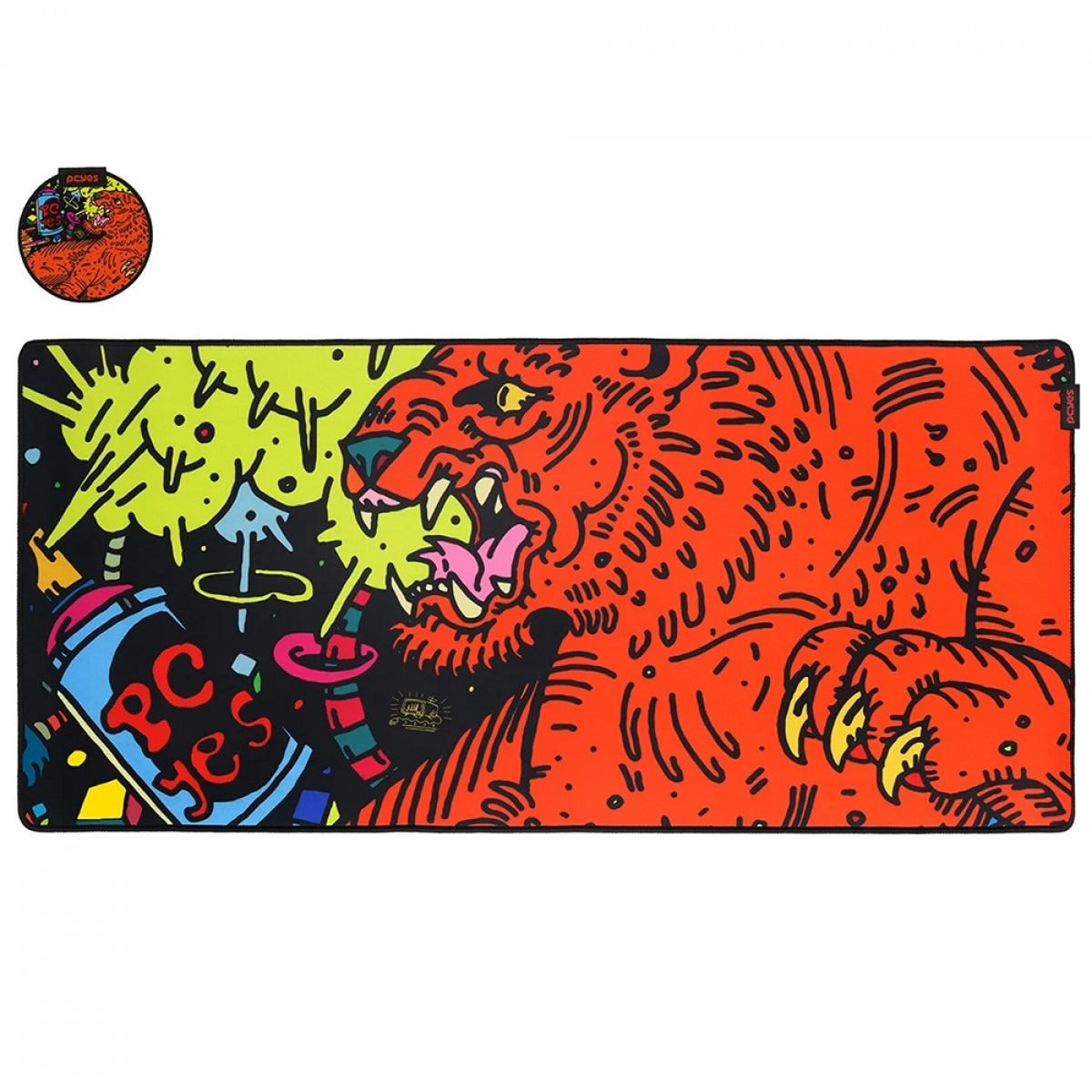 Mousepad Gamer PCYes Tiger Extended, Extra Grande, 900x420mm, PMT90X42